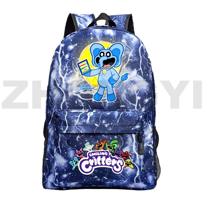 Smiling Critters School Back Pack for Boys Merch Kawaii Backpack Colorful Vintage Travel Sport Bagpack Men Portable Shoulder Bag