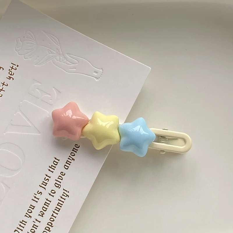 Cute Candy Color Star Hairpin Sweet Pentagram Hair Clips Side Bang Barrettes For Girls Y2k Hair Accessories
