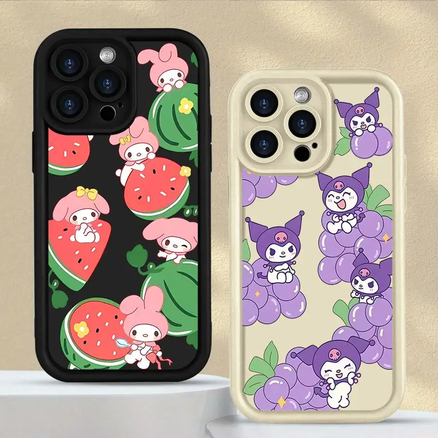 Funda de teléfono suave para iPhone XS Max 17 Air 16e 13 12 11 Pro 15 16 14 Plus XR Sanrio Melody Kuromi