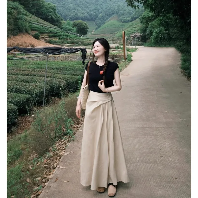 

Yamamoto Women's 2026 New Summer High Waist Slim Draped Umbrella Skirt Long Style High-End Feel