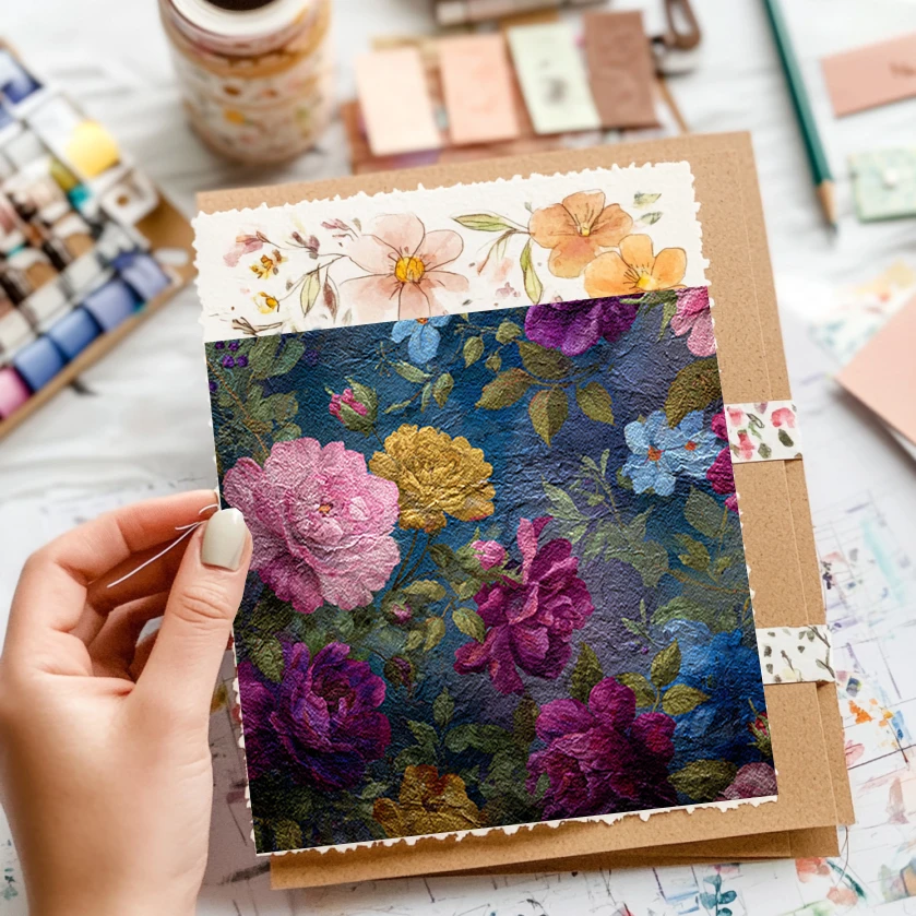 36 Sheets Scrapbooking Paper 6"x6": Hand-drawn Botanical Sketch Prints for Origami, Scrapbooking & Boho Crafts