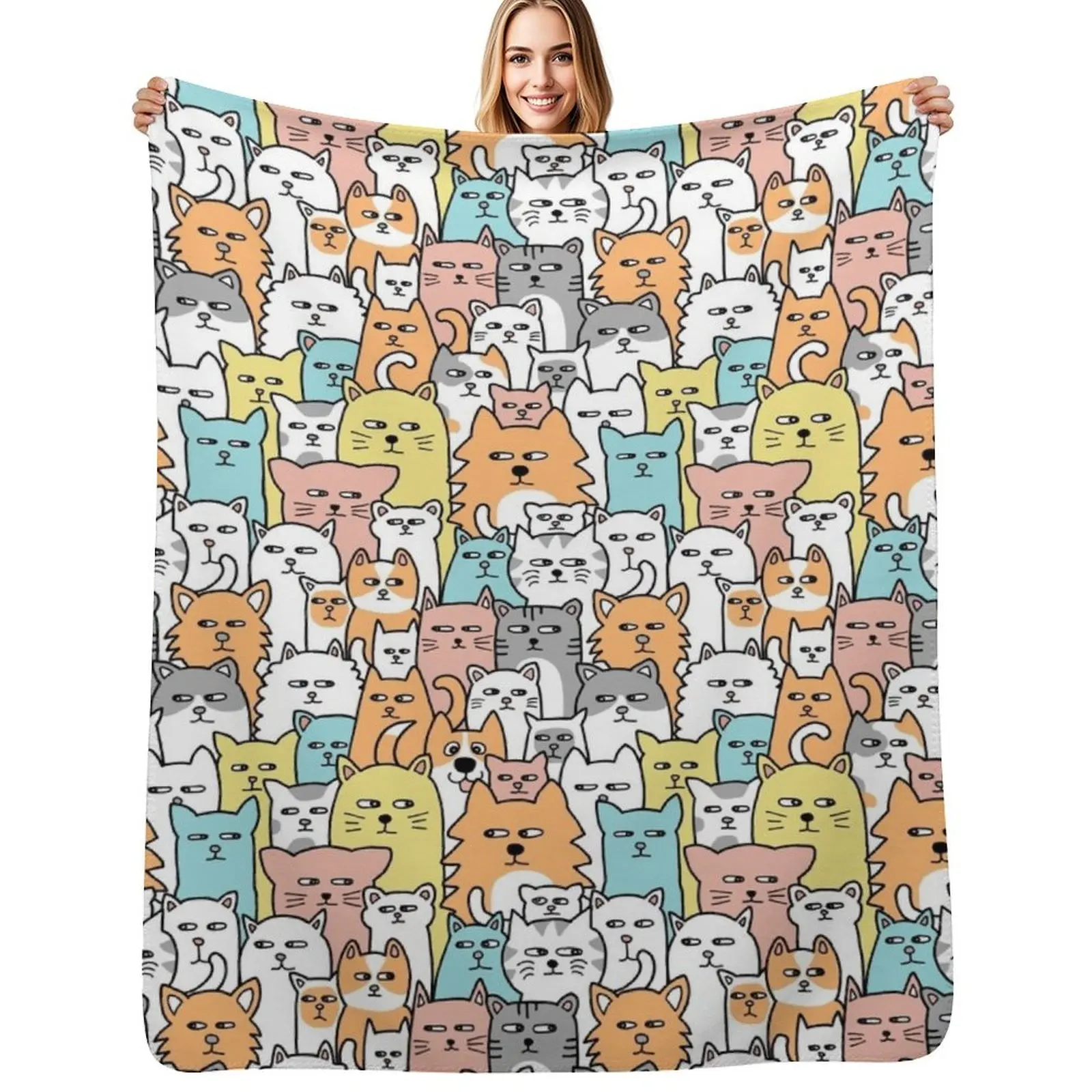 

Suspicious Meows Throw Blanket Soft Big Single Furry Nap Blankets