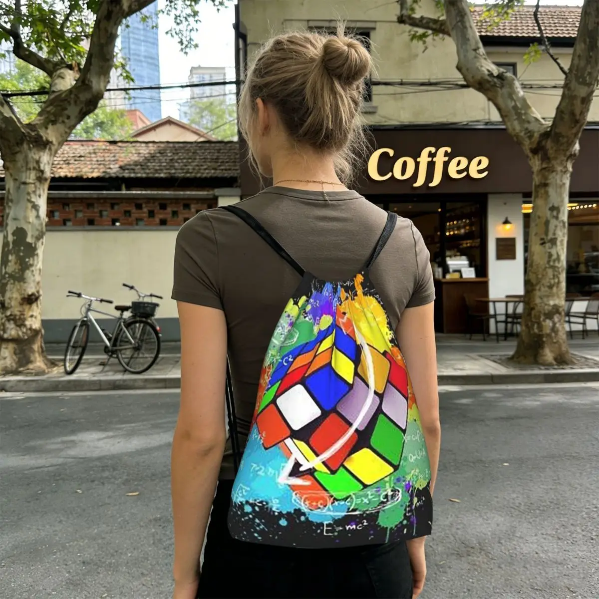 Math Rubiks Rubix Cube Backpacks Fashion Drawstring Bags Storage Bag Book Bags for Man Woman School