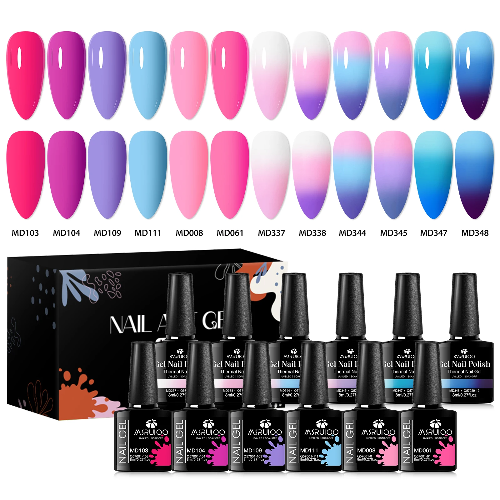 

12pcs Thermal Gel Nail Polish Set Temperature Color Changing Semi Permanent Soak Off UV Gel Varnish Manicure Nail Supplies DIY