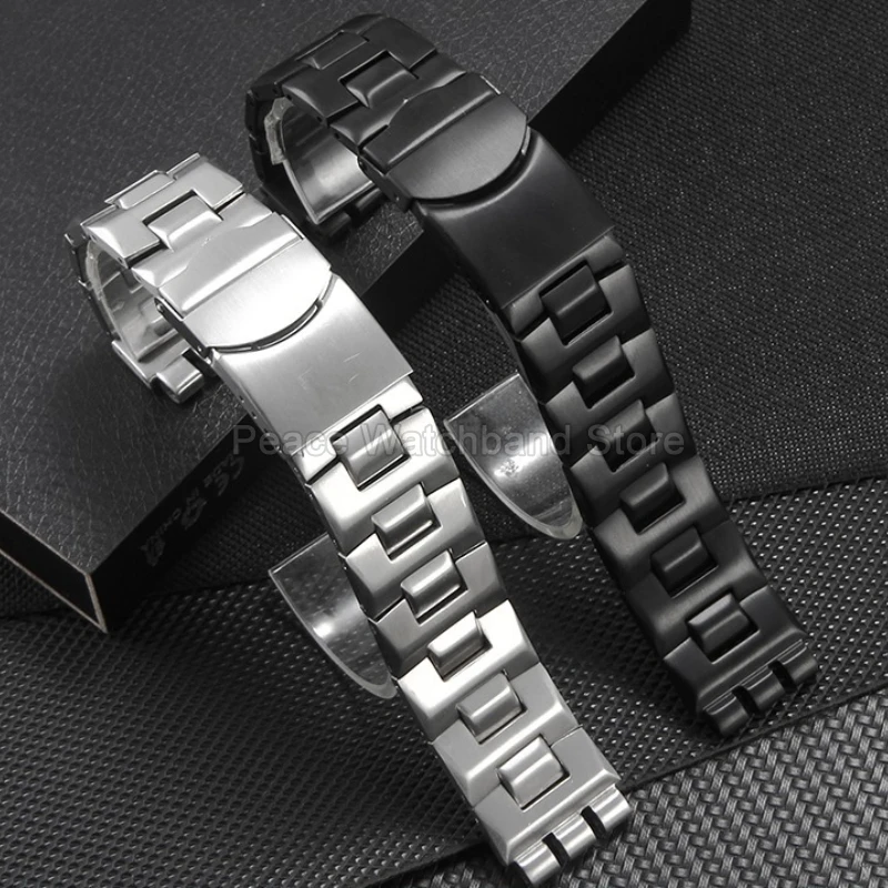 ل سواتش 19 مللي متر الفضة منتصف محدب تصميم الفولاذ المقاوم للصدأ حزام الساعات صلابة عالية مشبك خاص مقعر محدب واجهة دائم