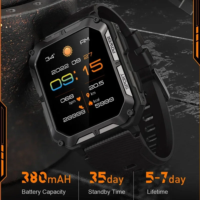 For IOS Android Phone Military Smart Watch Men Waterproof IP68 Bluetooth Call Fitness Tracker Sports Intelligent Smartwatch