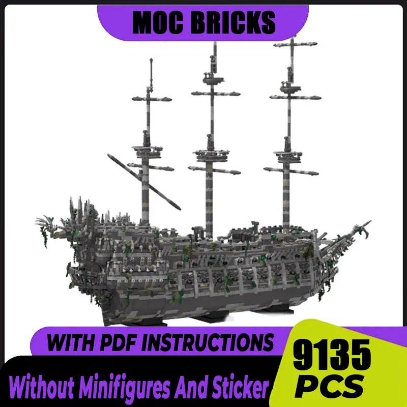 Famous Boat Model Moc Building Blocks The Flying Dutchman Pirates Ship Model DIY Assembly Construction Toy Holiday Birthday Gift