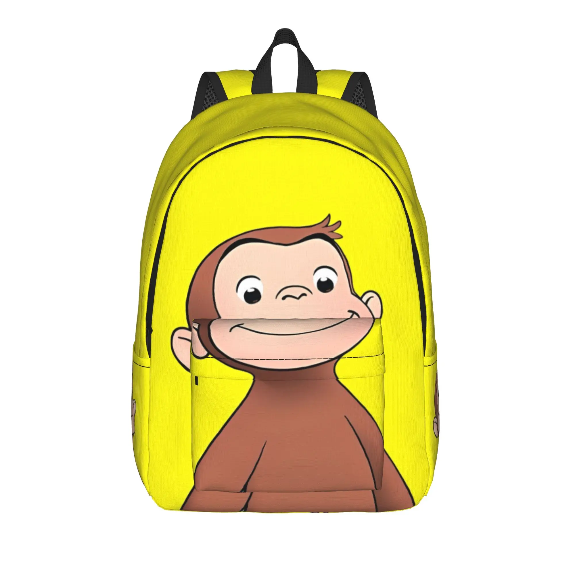 Curious Monkey Georges Cartoon Casual Backpack with Pocket School Hiking Travel TV Series Daypack Men Women Laptop Canvas Bags