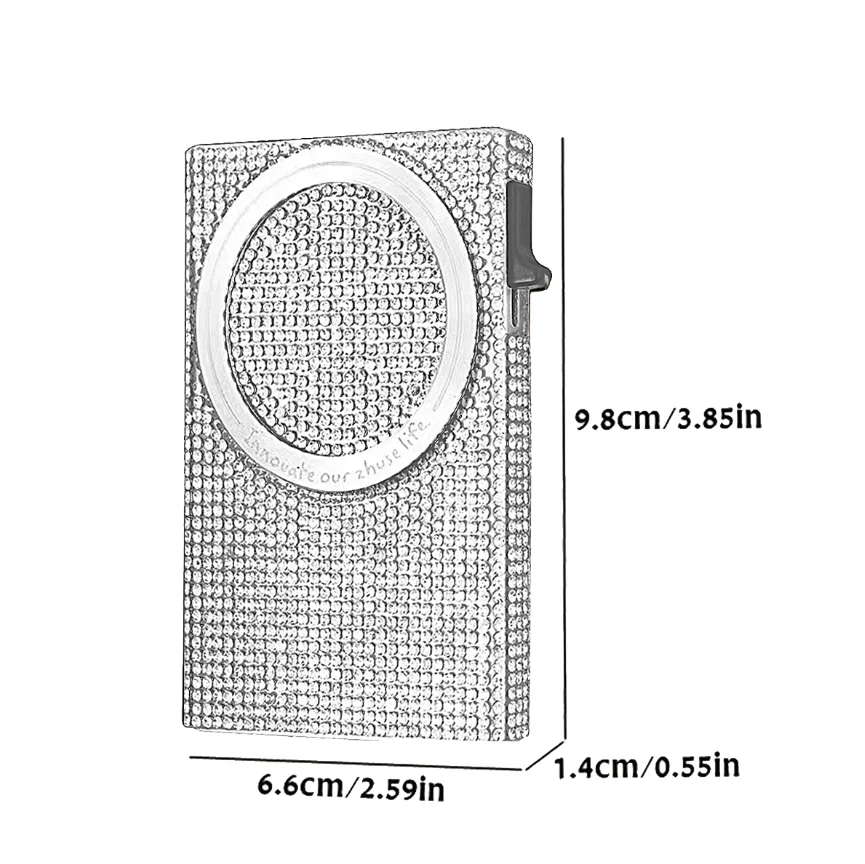Women\'s Minimalist Aluminum Alloy Wallet, Magnetic Automatic Side-thrust Pop Up Card Holder With Anti-theft Brush Blocking