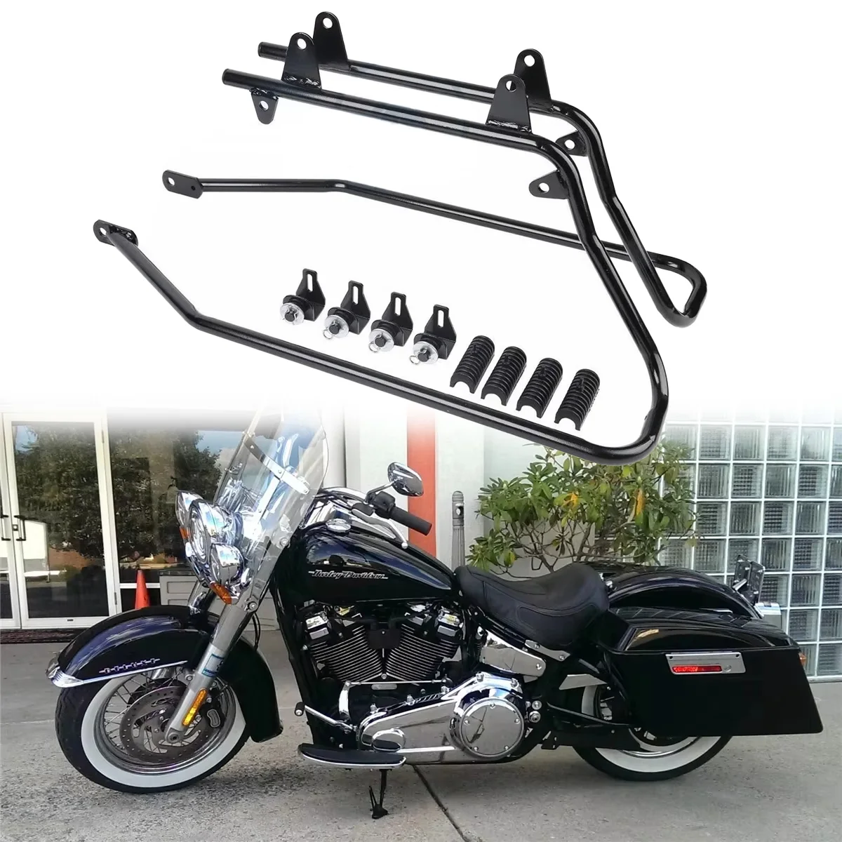 Supports de fixation pour sacoches latérales rigides de moto Harley Davidson Fat Boy Softail Heritage Deluxe Night Train