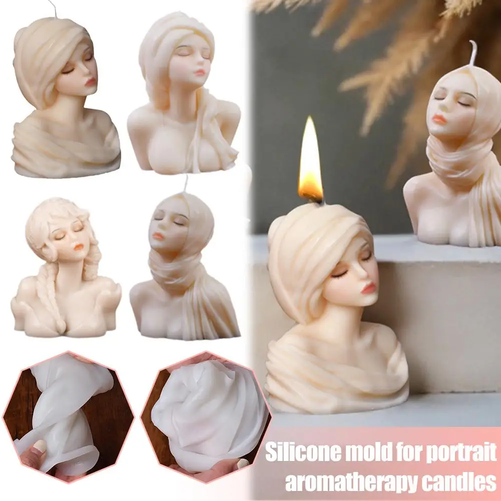 Girl Portrait Aroma Candle Silicone Mold Cute Girl Decoration Desk Texture Mould Gifts Ornaments Valentine's Day Candle Sil N7X7