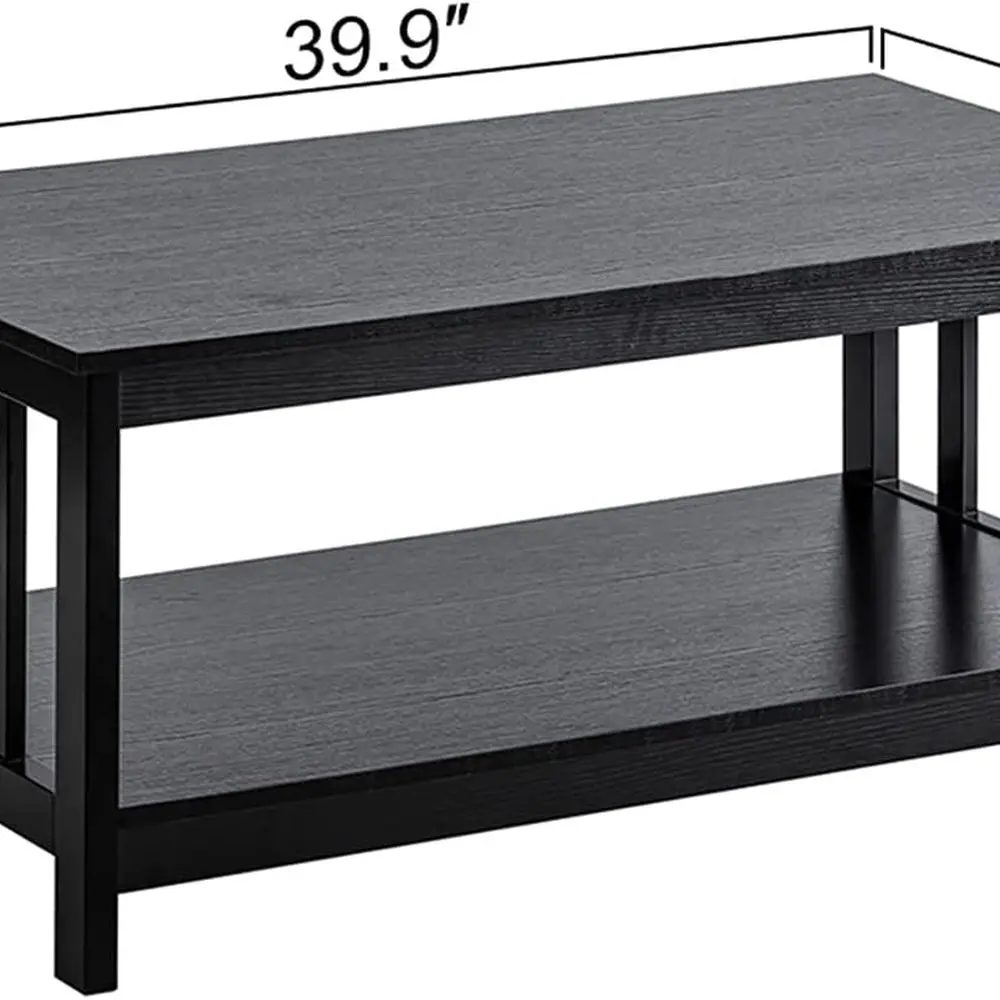 Table basse en bois noir avec étagère, 40 meubles de salon