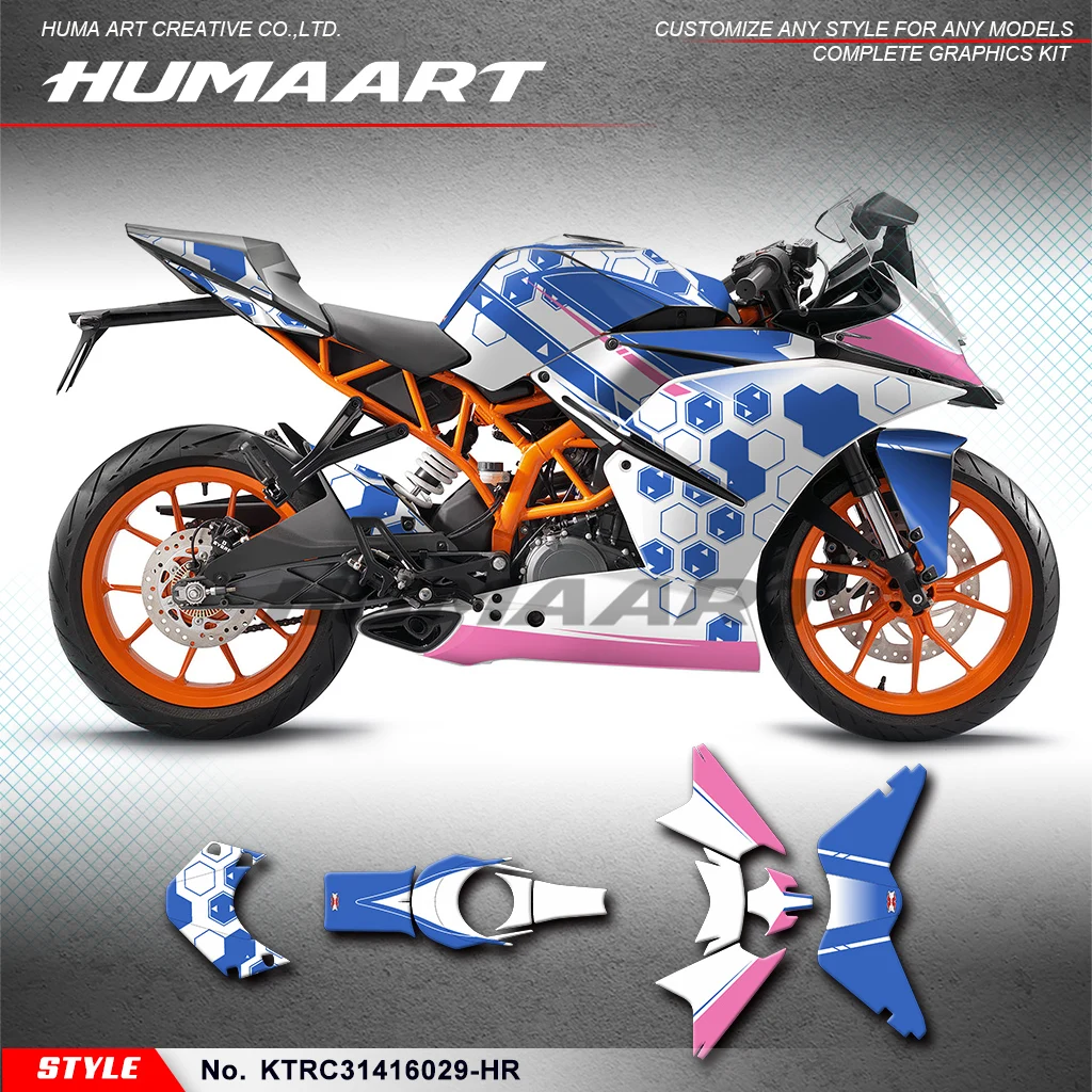 HUMAART Motorcycle Full Wraps Stickers Vinyl Decals for KTM RC 125 200 RC125 RC200 2014 2015 2016, KTRC31416029-HR