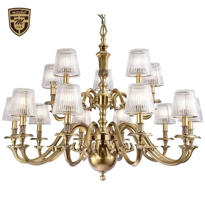 American all copper chandelier simple copper living room bedroom chandelier villa dining room glass