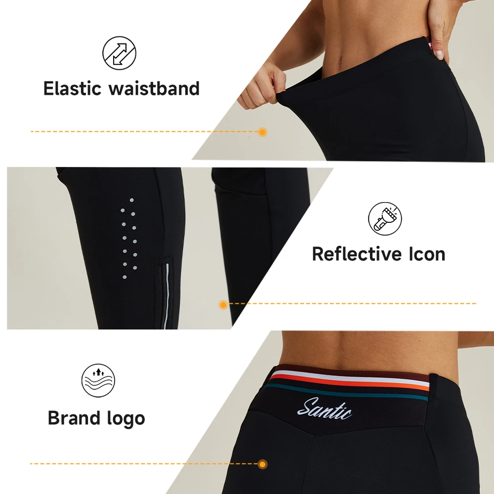 Santic المرأة سروال ركوب الدراجات يندبروف عاكس الدفء ركوب الدراجات السراويل الرياضية للخريف والشتاء KL25C04290H #5