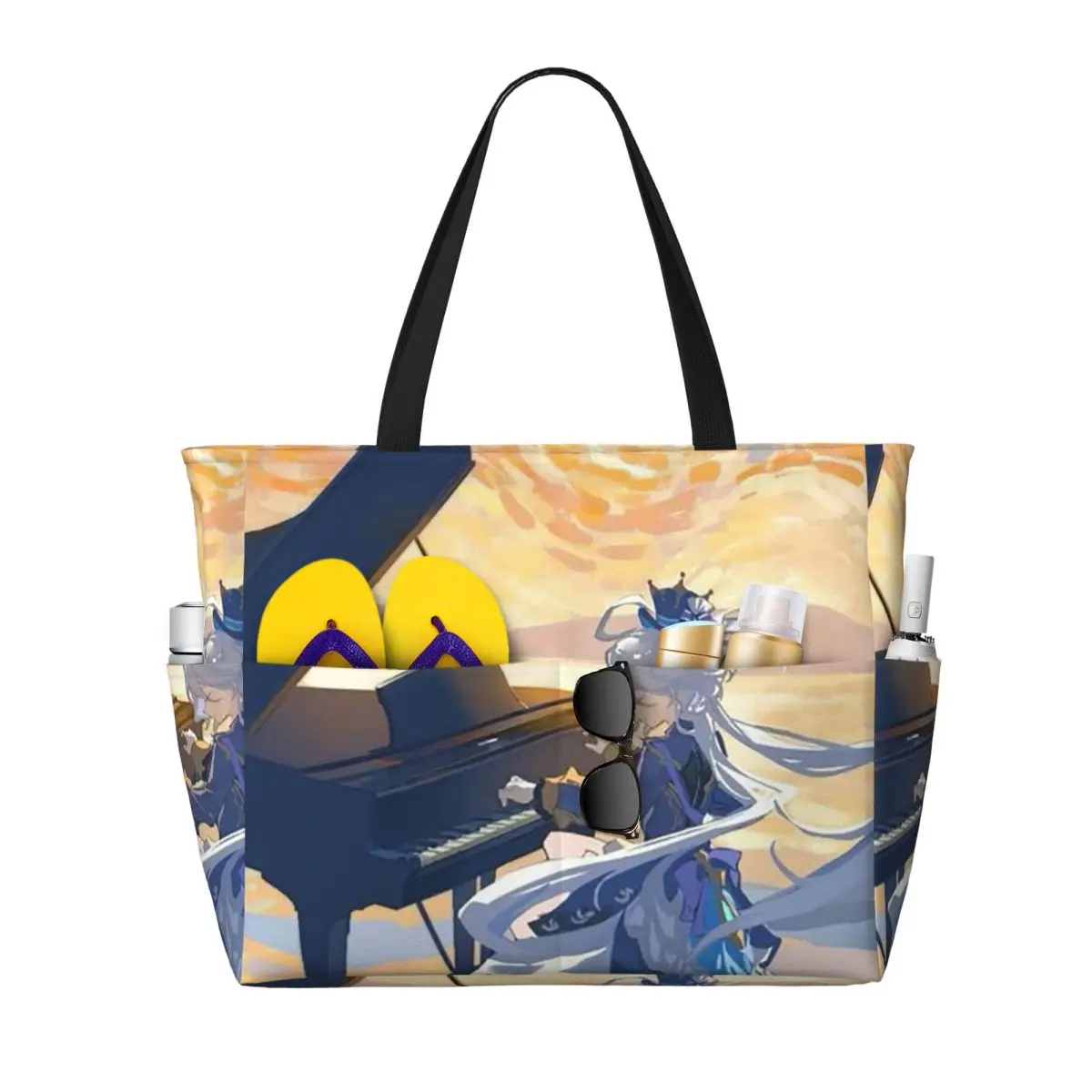 

Furina Genshin Impact Game Beach Tote Bag Sport Gym Yoga Duffle Large Tote Bag Women Travel Bag Fitness bag