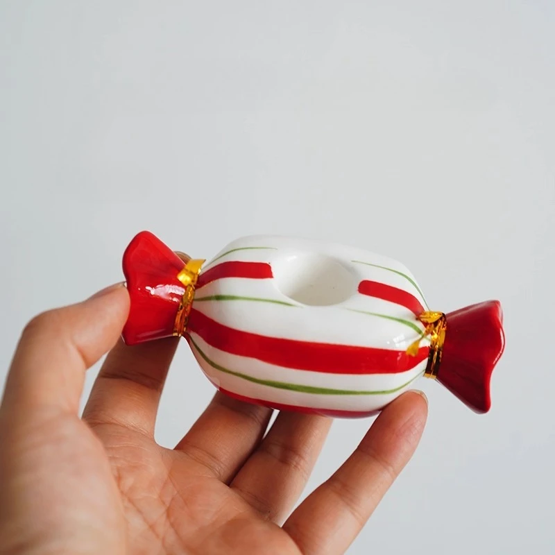 Nordic Ins candy shaped ceramic candle holder ornaments,hand-painted colorful candlestick,living room dining table decoration