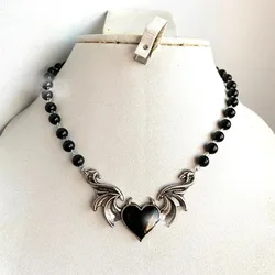 goth choker necklace grunge jewellery emo gothic edgy y2k rock barbed black pearl choker necklace