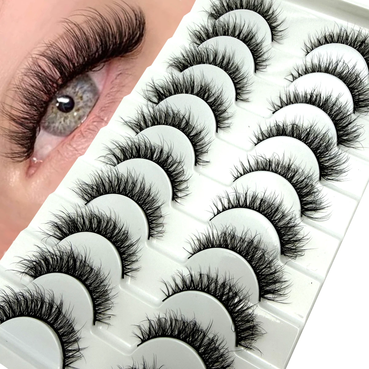 10 Par Puszystych Sztucznych Rzęs z Imitacji Norek Ręcznie Robione Sztuczne Rzęsy Naturalny Makijaż Nude Symulacja Krzyżowe Niezgrabne Rzęsy 3D Kręcone