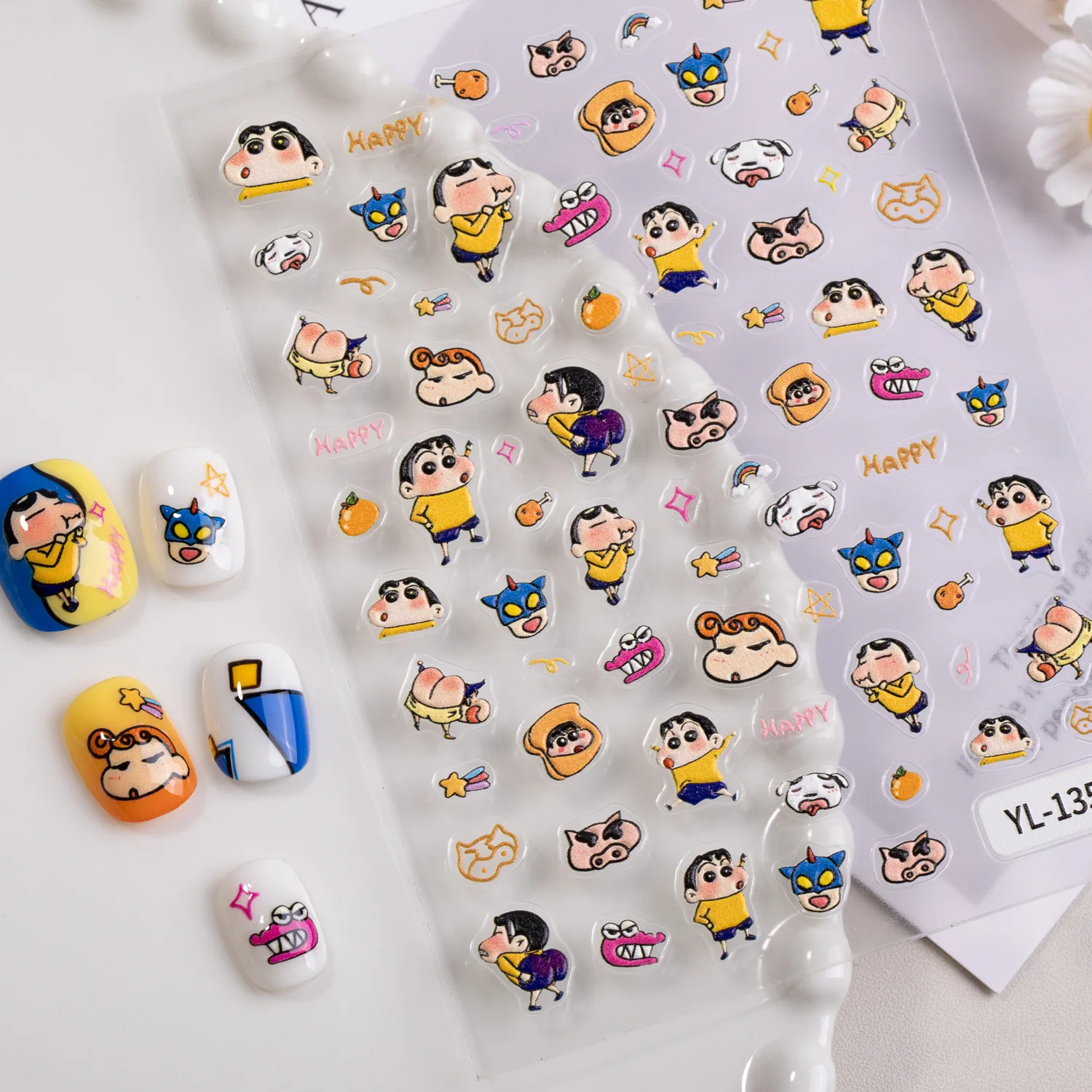 5/10pcs Cartoon Anime for Crayon Shin-chan Nail Art Sticker Notebook Planner Decals 5D Embossed Nail Stickers