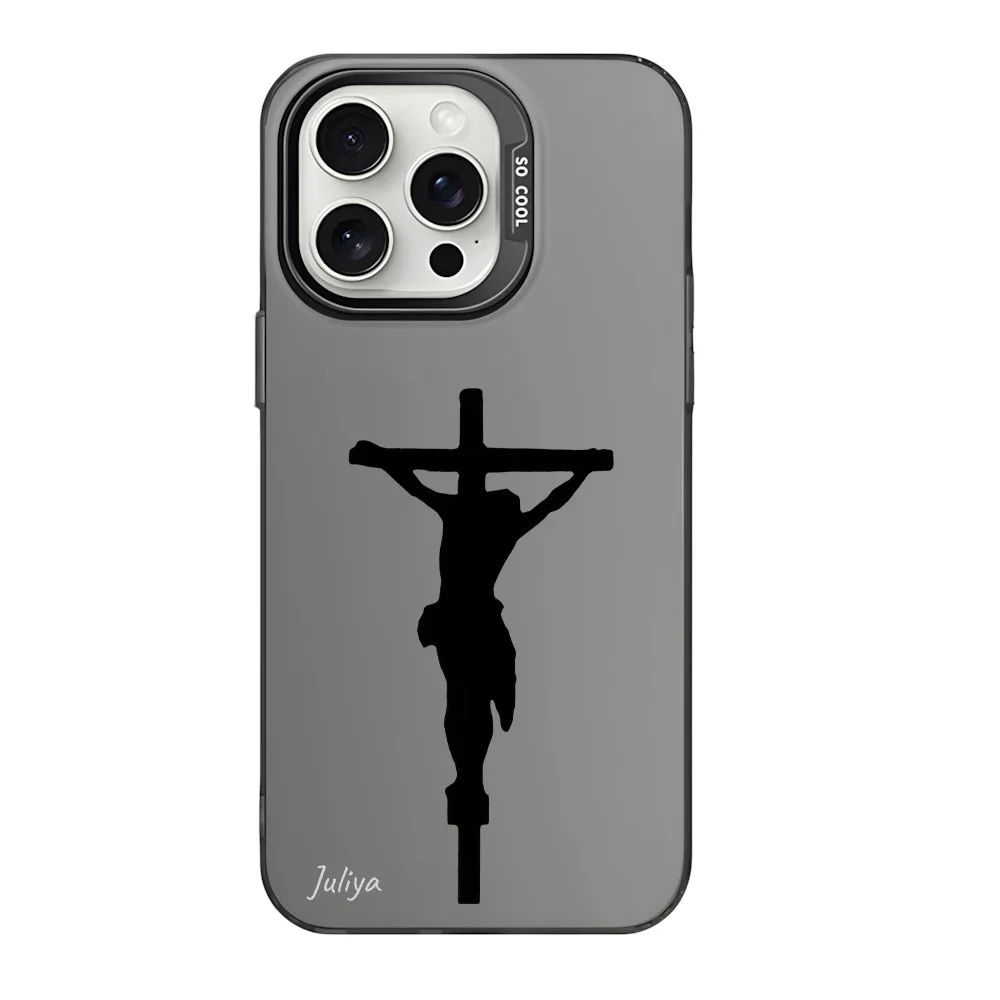 Holy Christian Jesus Cross Phone Case for iPhone 16 12 13 mini 11 14 15 Pro Max Xs XR 8 Plus Dual Layer Hard IMD Plastic Cover