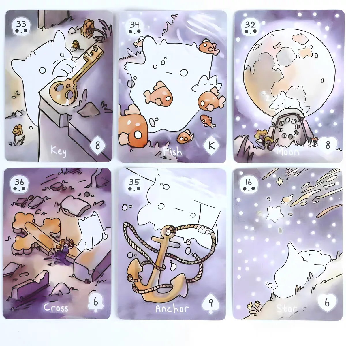 Lil Phantasm Lenormand Deck 9*6.5cm Cute Ghost-Themed 36-Card Oracle Unique Artistic Fortune Telling Cards