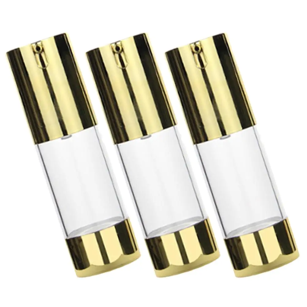 3PCS Oro Airless Pompa Bottiglia di Lozione 50ml Formato di Viaggio Vuoto Design Contenitore Idratante Fondotinta Olio Bottiglia Riutilizzabile U