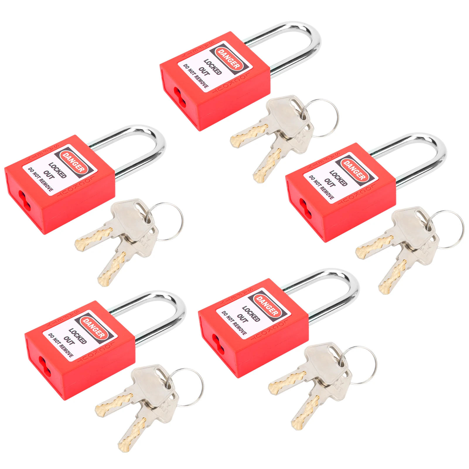 5PCS 38mm Nylon Insulated Safety Locks Set 2 Keys Per Lock Nylon PA Steel Lock Out Padlocks Electric Safe Protect