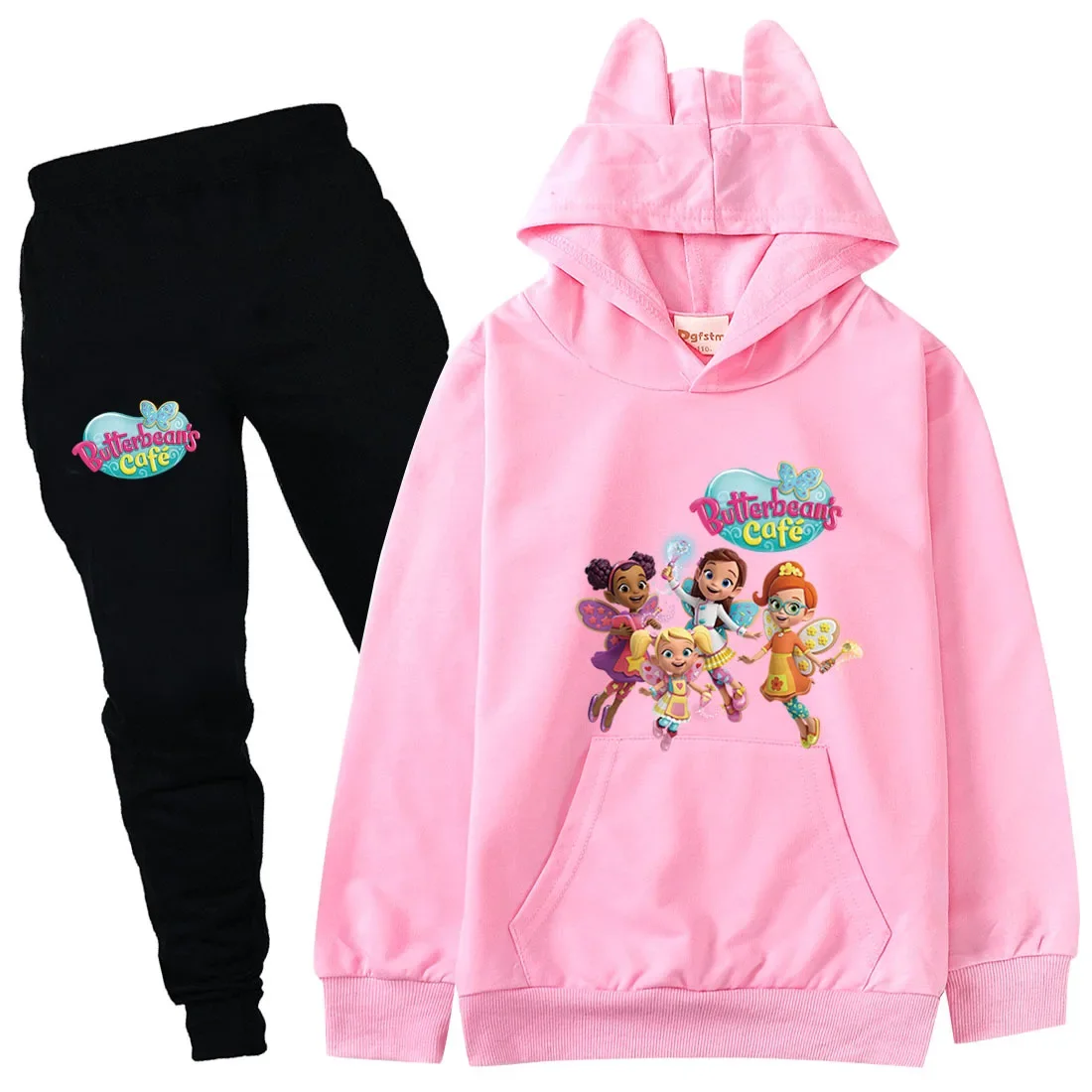 

Lovely Butterbean's Cafe Hoodie Kids Hoody Sweatshirts Pants 2pcs Set Toddler Girls Outfits Baby Boys Tracksuits Children's Sets