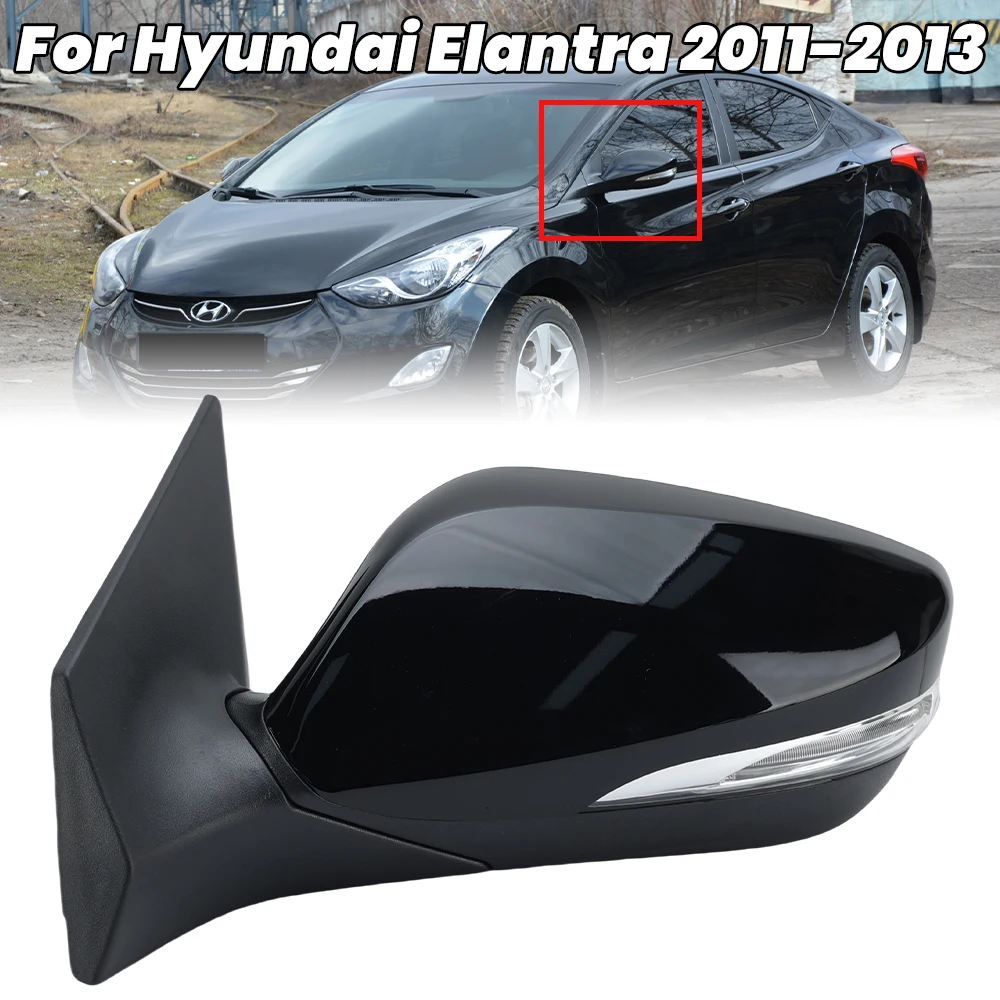 6 Pins Door Rearview Mirror Assembly For Hyundai Elantra 2011 2012 2013 Black Heated Side Wing Rearview Mirror Car Accessories