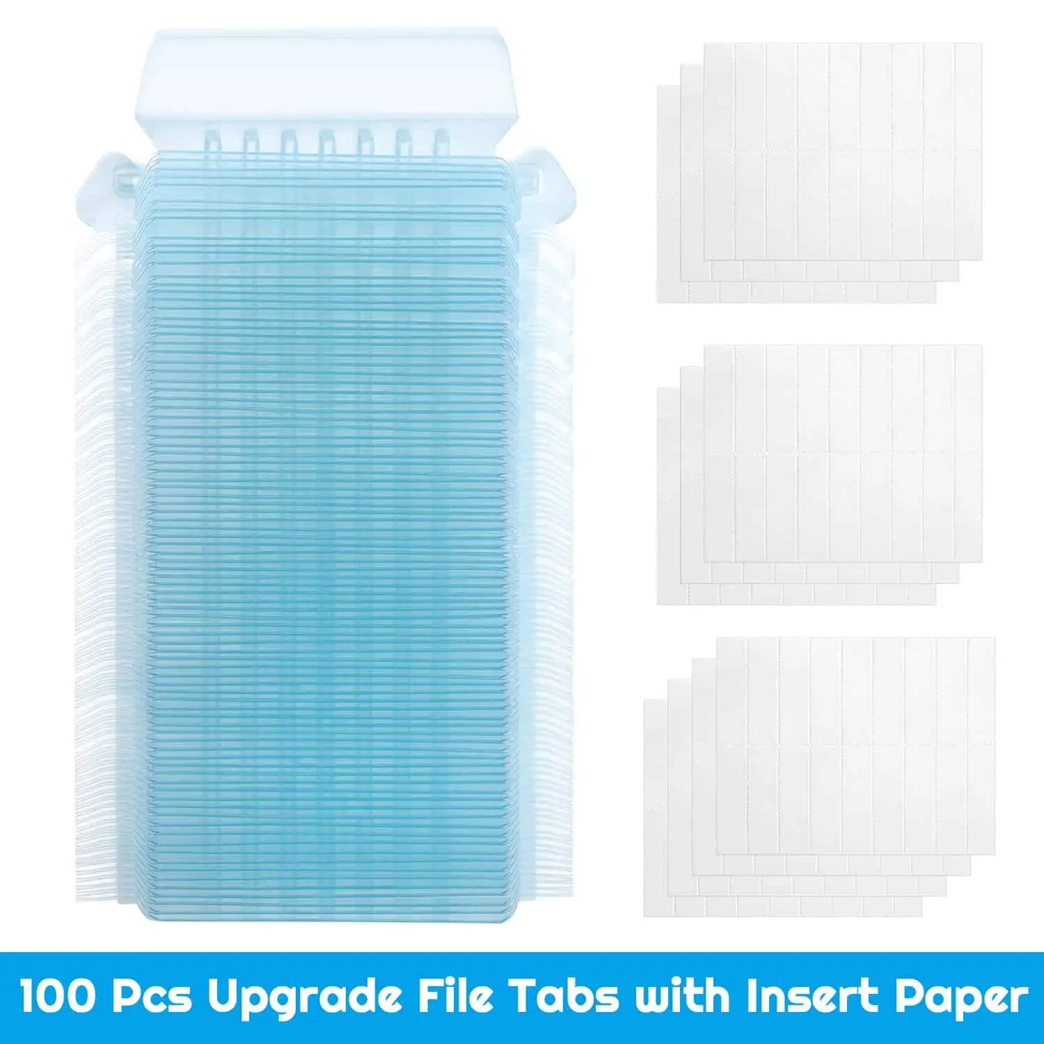 2 Inch File Folder Tabs 100 Sets Hanging File Folder Tabs with Inserts for Hanging Folders Plastic File Tabs File Identification