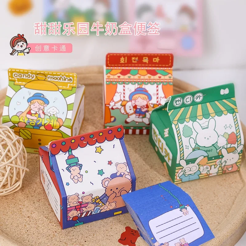 Student Removable Note Paper Memo Pad Boxed Notes Cute Sweet Milk Box Notes