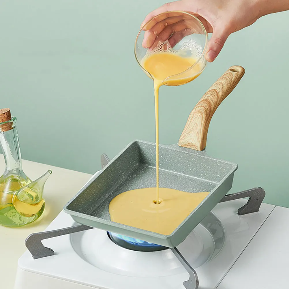 

Rectangle Frying Japanese Omelet Pans Nonstick Egg Aluminum Wood Handle Square Cookware Egg Fry Pan Tamago Pot Pan