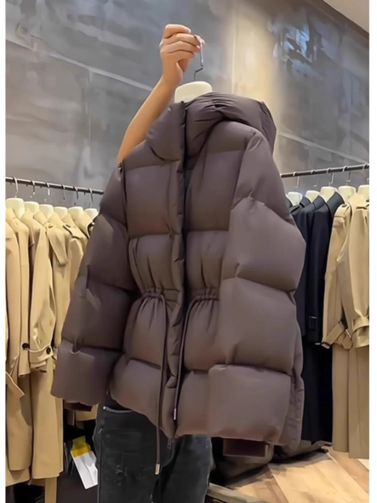 Cappotto invernale da donna Jaet con cappuccio marrone chic ingombrante in vita Sli Commute Sle Fibra di poliestere Alto contenuto di piume