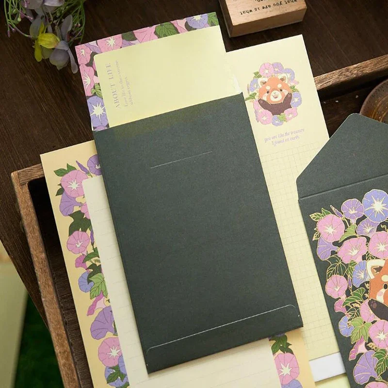 12pcs/set Gold Foil Envelopes Kawaii Letter Pads Set with Sealing Stickers Cute Wedding Party Invitation Cards Korean Stationery
