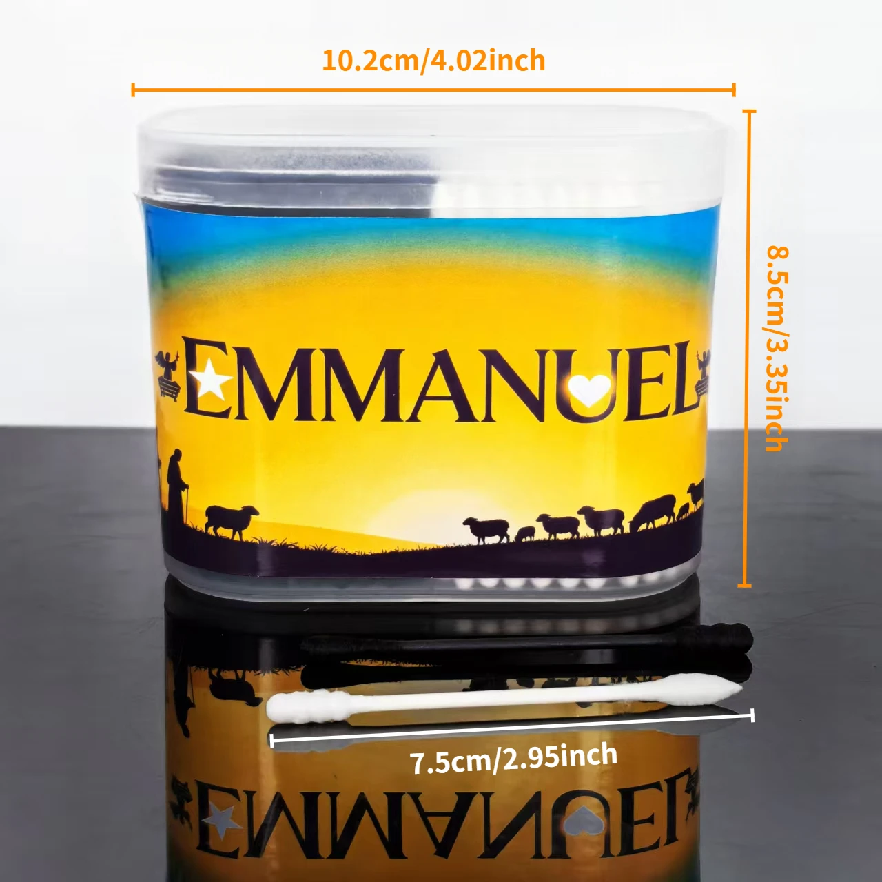 300개/600개 종교적 예수 테마 양면 면봉, 일상 청소용 면봉 팁