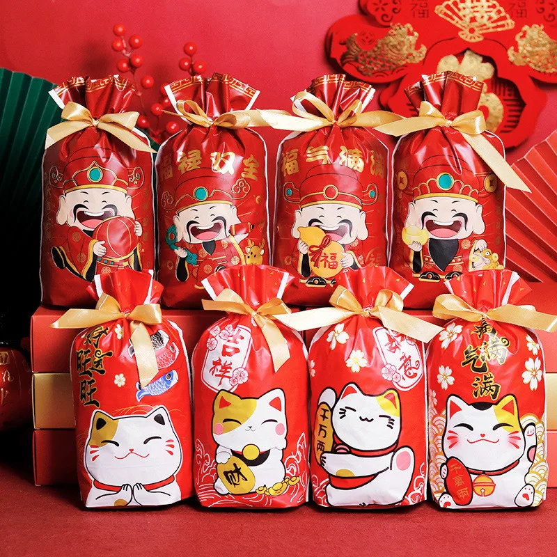 

50Pcs Snowflake Crispy Candy Bundle Drawstring Nugat Sugar Bags Chinese New Year Gift Packaging Supplies