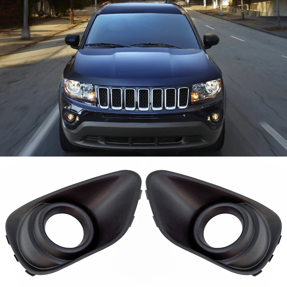 2PCS Auto Front Bumpe Fog Light Lamp Bezels Cover For Jeep Compass 2011 2012 2013 2014 2015 2016 2017 68109871AA 68109870AA