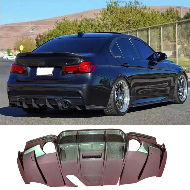 Real Carbon Fiber Rear Bumper Diffuser Lip Spoiler Blade Splitter Car Body Kit for F30 F31 3 Series Exterior Accessories