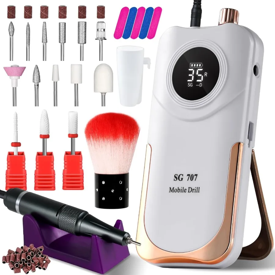 

Portable Cordless Electric Nail Drill with 35000 RPM for Nail Art Rechargeable Nail Filing Tool with Holder HighSpeed Electric