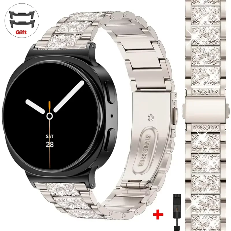 Diamond Bling Straps For Samsung Galaxy Watch 8 40mm 44mm Metal Stainless steel band For Samsung watch 8 classic Women Bracelet