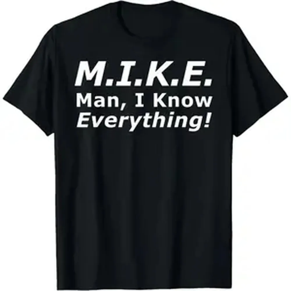Funny Mike Men's Casual Streetwear Crew Neck Loose Fit Short-Sleeve Cotton Graphic T-Shirt - 