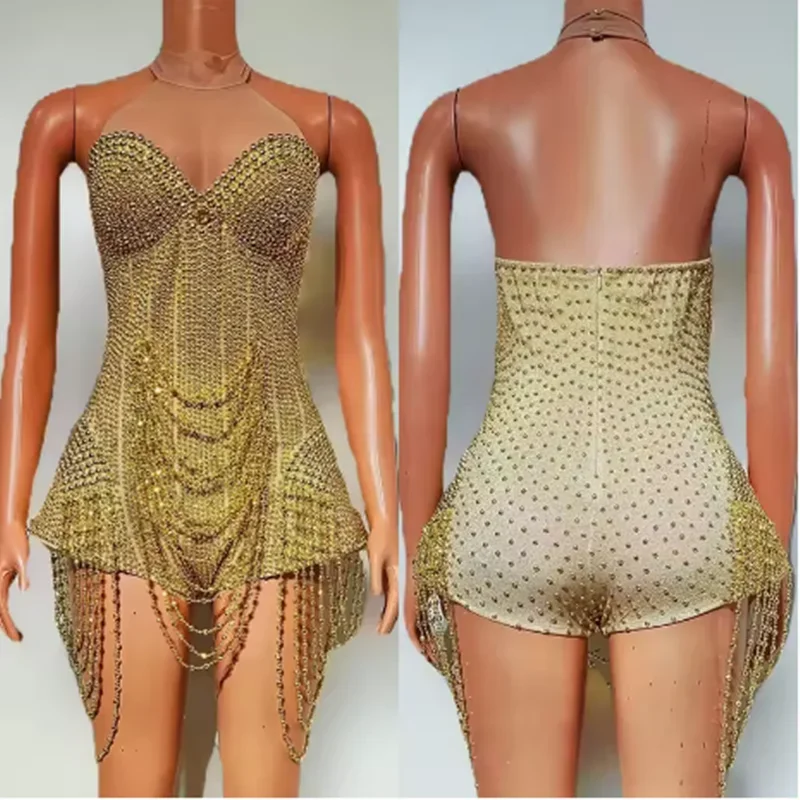 Gold Halter Bodysui…