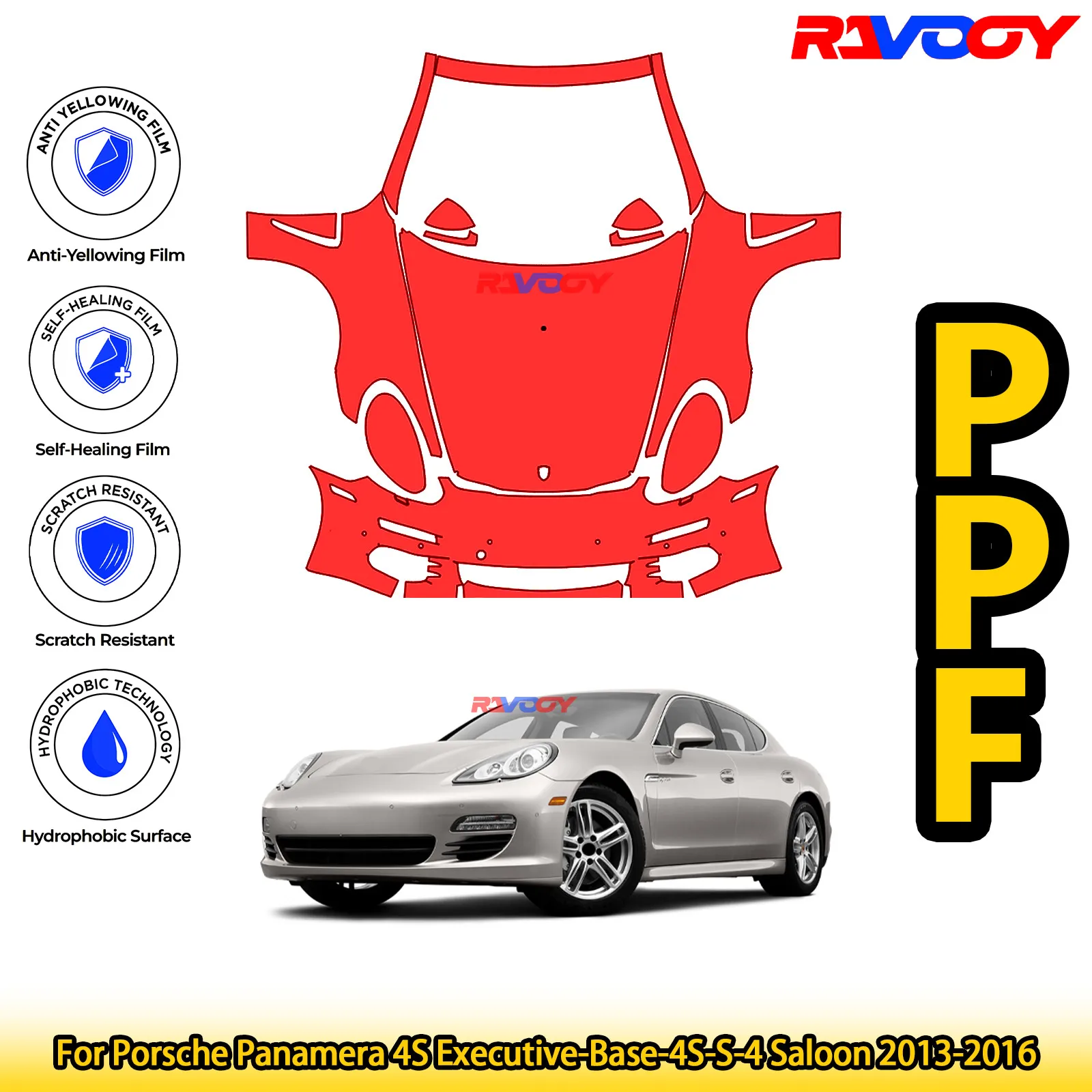 

Для Porsche Panamera 4S Executive-Base-4S-S-4 седан 2013-2016 глянцевый матовый черный предварительно вырезанный передний комплект PPF защитная пленка для краски