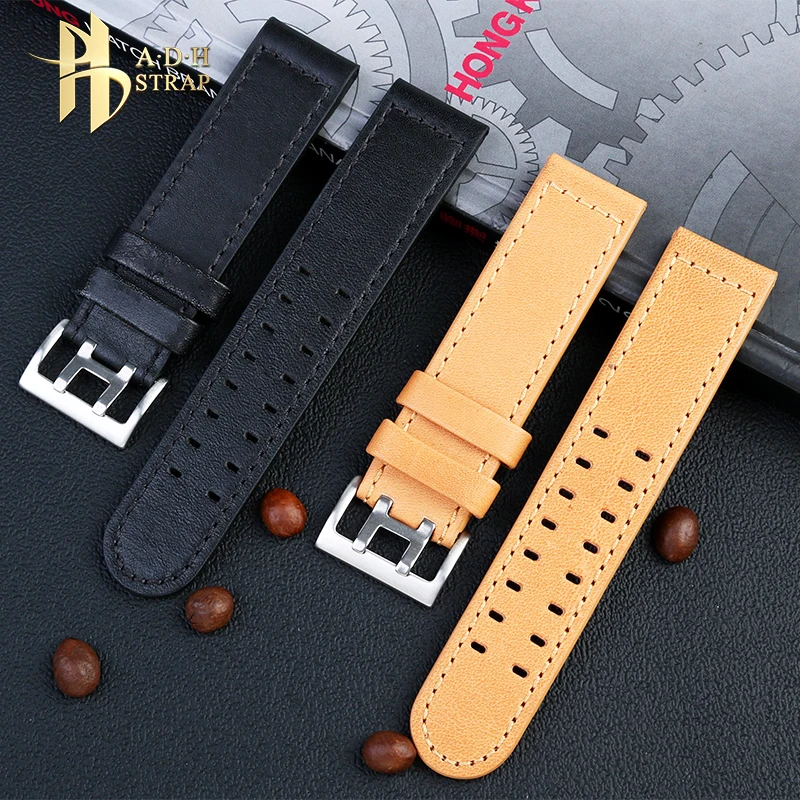 Fit for Hamilton Khaki Field Navy Aviation Jazz H70625533  H70505733 Cow Leather Watchband Equal Width 22mm 20mm Strap Men