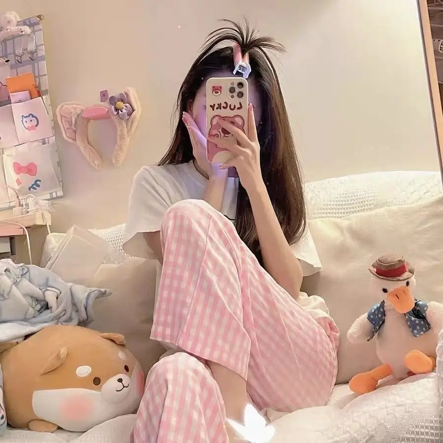 Pink plaid pants
