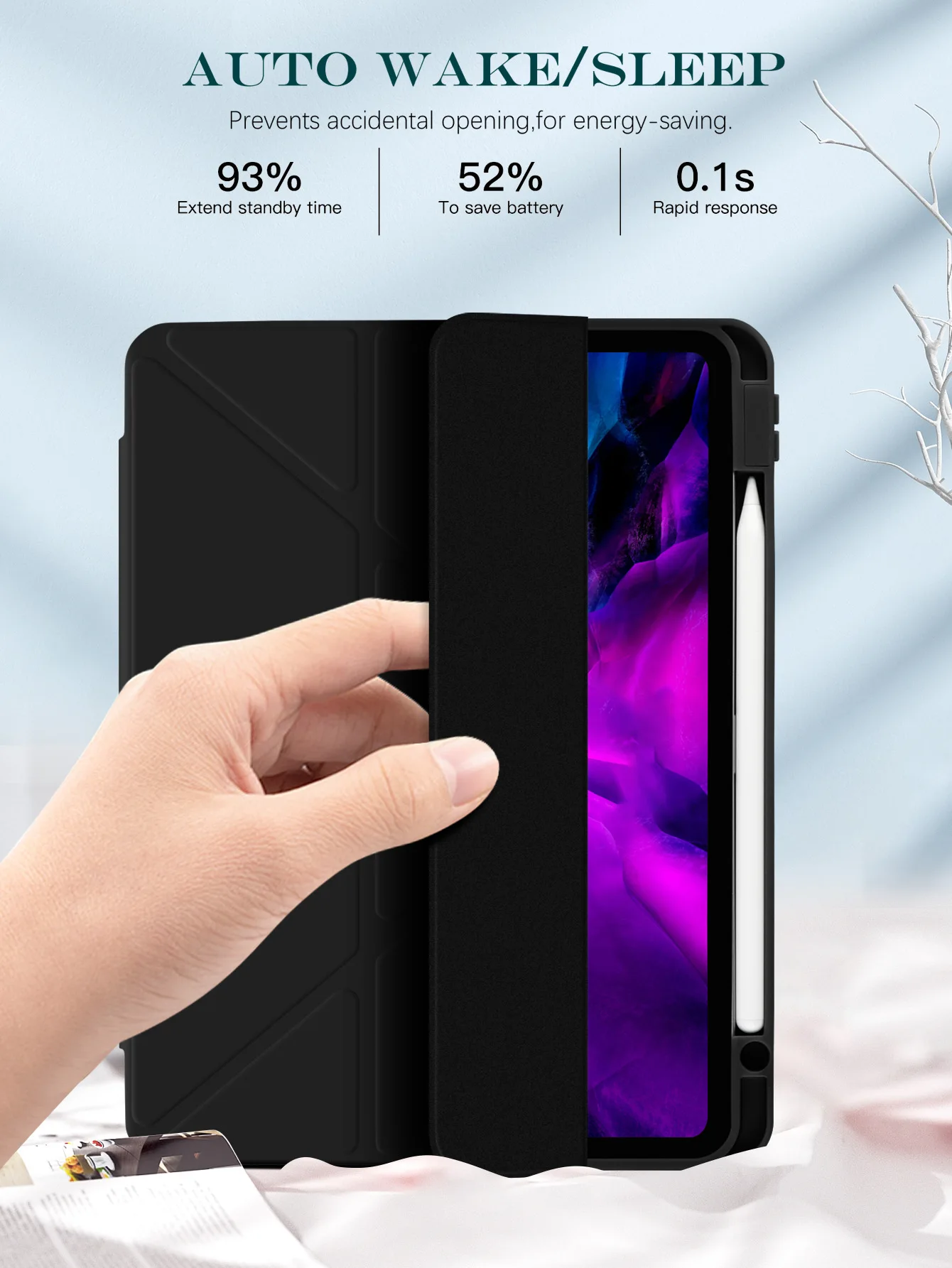 حافظة DX iPad Y-fold Track Cover لجهاز iPad Pro 11 12.9 Air 6 5 4 10.9 10.5 بوصة غطاء ذكي لجهاز iPad Pro 9.7 iPad 10 9 8 7 Mini6