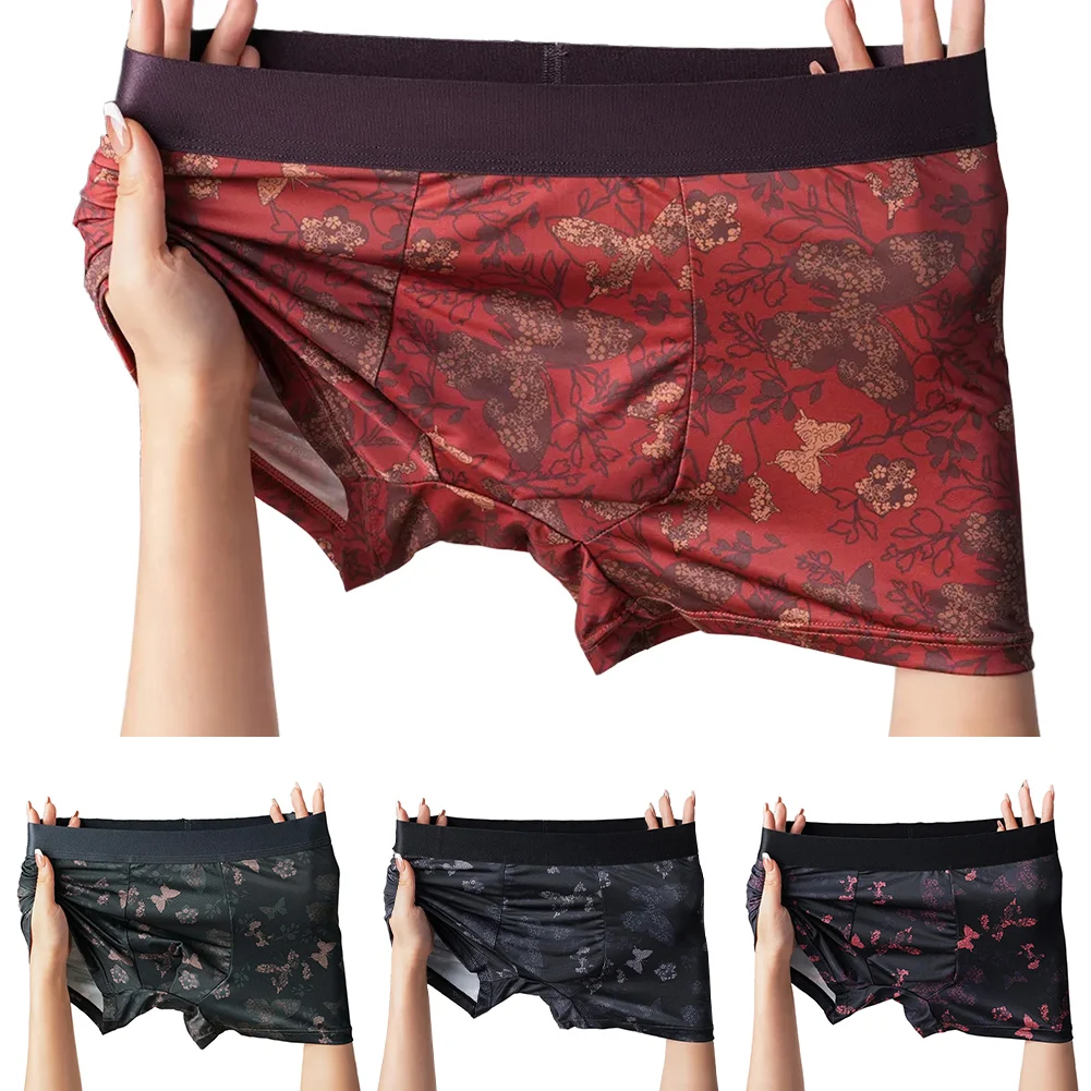 

Comfortable Men's Vintage Printed Boxer Shorts Underwear with U Pouch Soft and Breathable Trunks for Daily Use