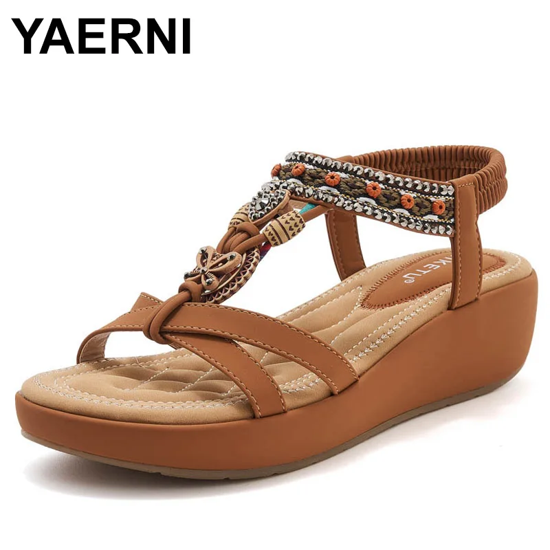 

Beach Casual Diamond Women's Sandals Large Size Slope Heel Faionable Low Cut round Toe Synthetic Leather PU Sole oes