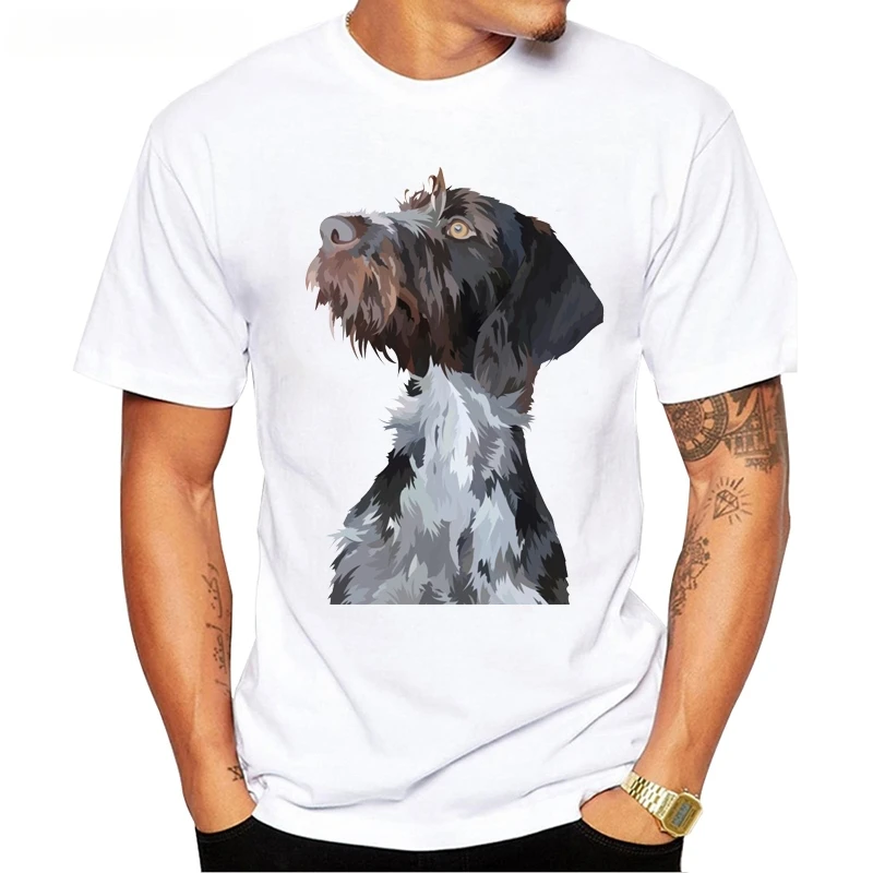 New Arrivals TEEHUB Cool Design Men's Fashion German Wirehaired Pointer Printed T-Shirt Short Sleeve Tops Hipster Tee